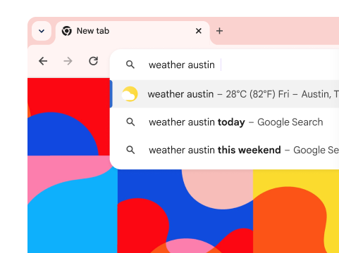 A search for “weather austin” shows a result that it will be 82° on Friday.